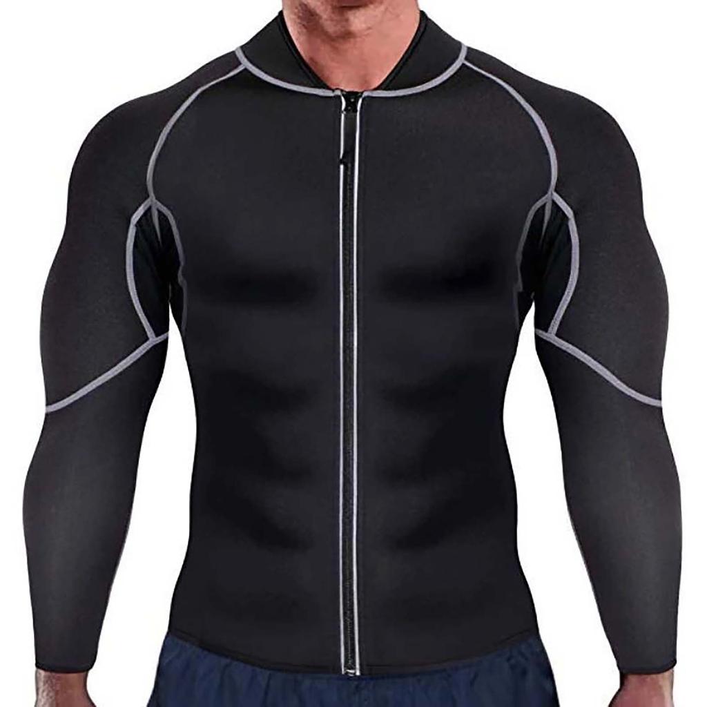 Men's Sweat Weight-loss Body-building Elastic Sport Long Sleeves Jacket Tops