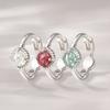 JEWNEL Silver925 Rose-Cut Gemstone One-Touch Ring Earrings (6 Colors)