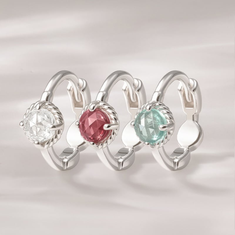

JEWNEL Silver925 Rose-Cut Gemstone One-Touch Ring Earrings (6 Colors) Earrings (1 pair)