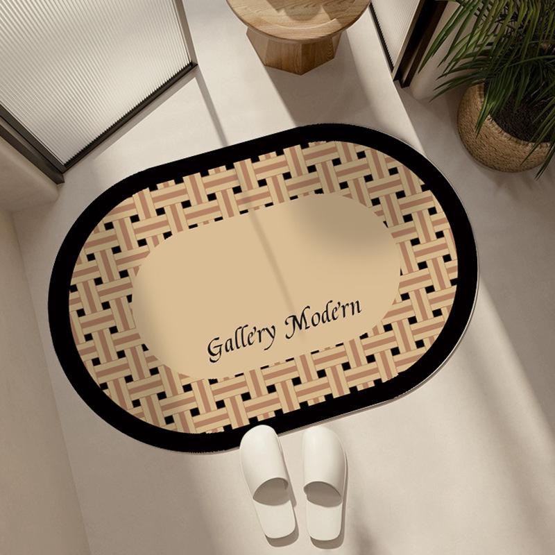 Diatom mud light luxury retro sketch wind cushion bathroom floor mat toilet absorbent foot pad toilet door carpet