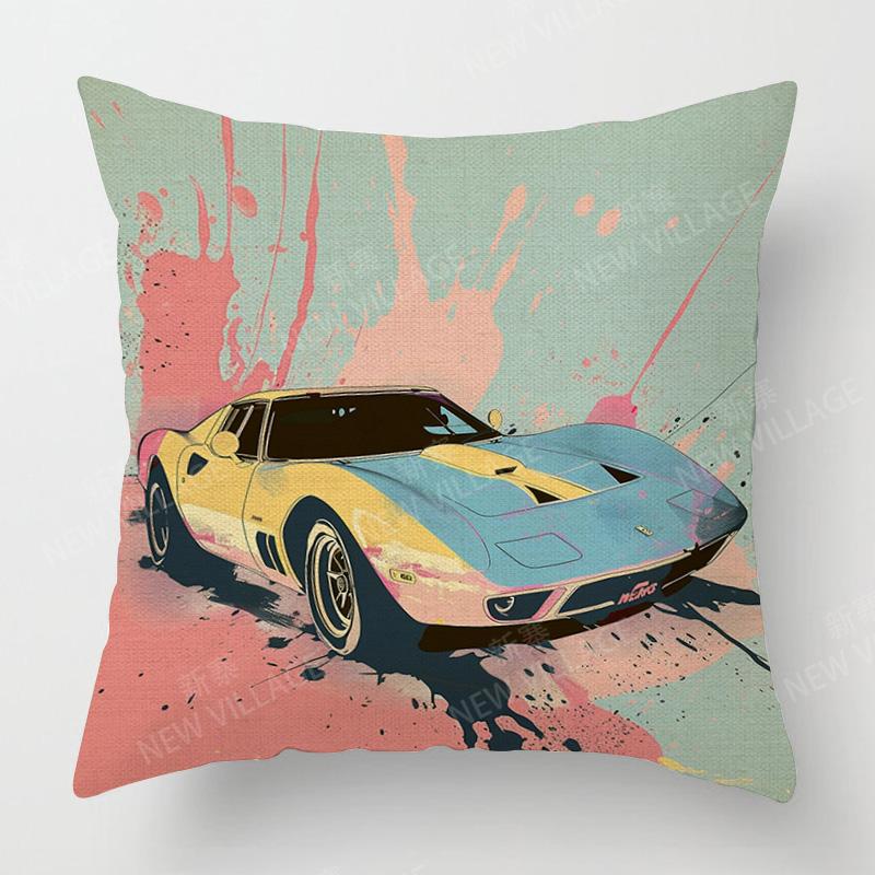 Moderne Schlichte Auto Illustration Kissenbezug Schlafzimmer Café Dekoration Anwendbarer Auto Kissenbezug 40X40Cm 45X45Cm