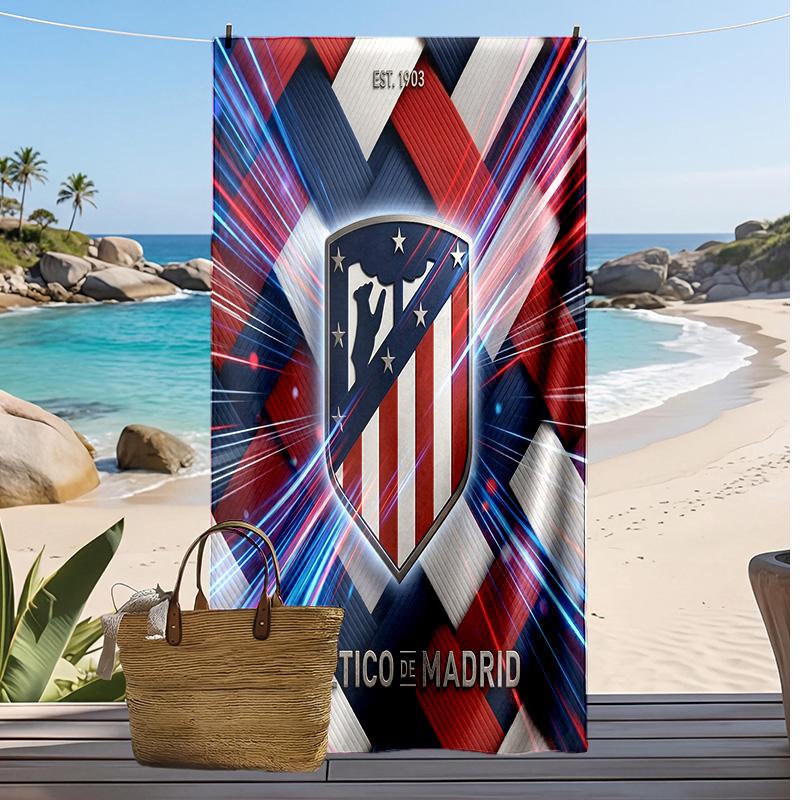 Toalla de Playa Estampada del Atlético de Madrid Secado Rápido Suave Portátil Grande Rectangular Manta de Playa para Viajes Piscina