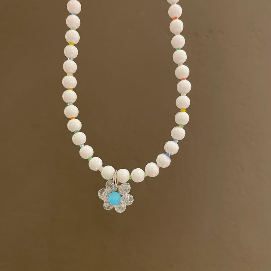 Glass crystal flower pendant necklace fashion light luxury ins style collarbone chain niche versatile temperament jewelry