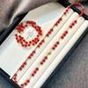 Vintage Vitreous Pigeon Blood Red New Year Red Chalcedony Agate Necklace Collarbone Chain Sweater Chain