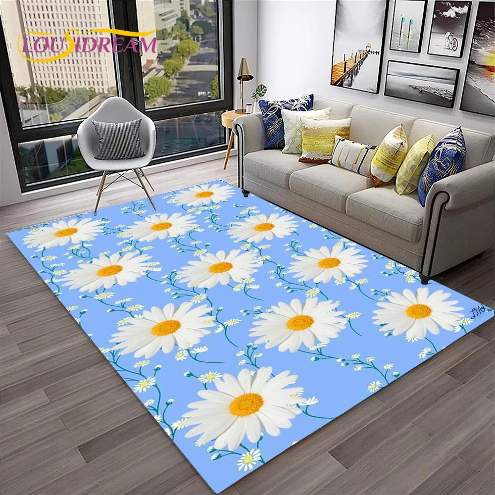 Daisy Nordic Sun Flowers  Carpet Rug for Home Living Room Bedroom Sofa Doormat Decor,kids Play Area Rug Floor Mat