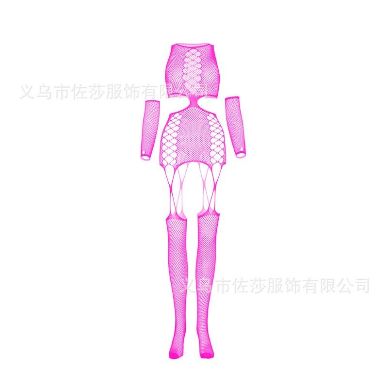 Sex underwear fishnet onesie sexy hollow long-sleeved plaid mesh