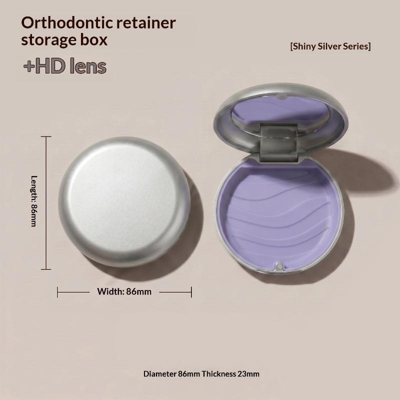 1Pcs Dental Retainer Case with Mirror BPA-Free False Teeth Protective Aligner Tray Storage Box for Adults Kids Oral Care