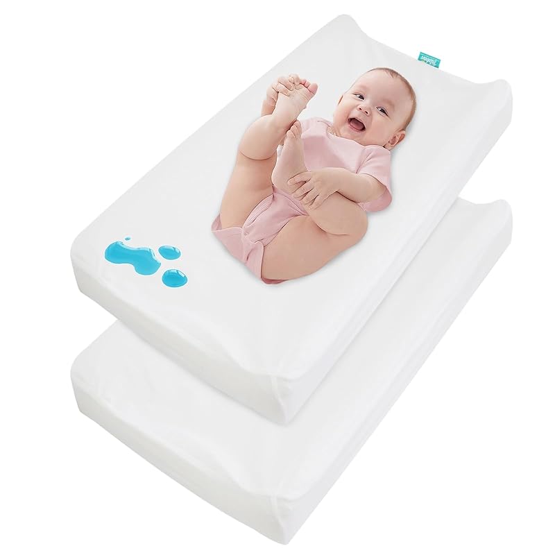 Changing Pad Cover Waterproof, 2 Pack Diaper Change Table Sheets for Baby Boys Girls, Fitted Cradle Sheets for 32 x16 Contoured Pad, Breathable &