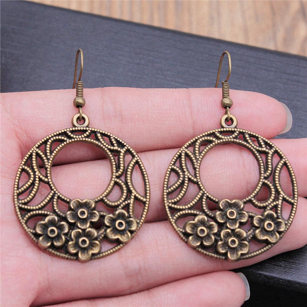 Hängeohrring Pflanze Blume des Lebens Minimalistischer Schmuck Komponenten Ohrringgröße 18x19mm QE020