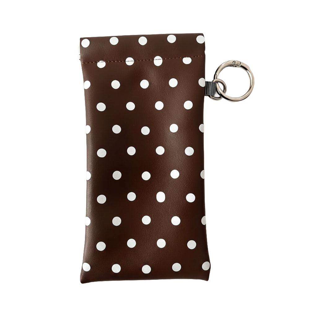 Stylish Polka Dot Eyeglasses Pouch Water-resistant PU Leather Scratch-Resistant Soft Glasses Case Storage Bag for Women Daily