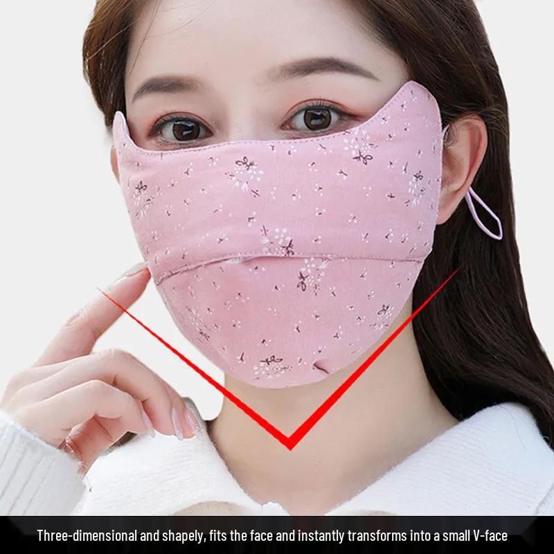 Floral Cotton Skincare Mask: Breathable, Dustproof, Coldproof, Windproof, Washable, Invisible Nose, Eye-Protection, for Autumn/Winter