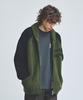 Knitted Bulky Wool Stadium Zip-Up Khaki-Black