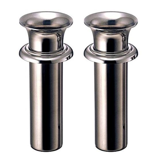 

Stainless steel grave vase with brim, 48mm diameter (large), 145mm depth under ring, set of 2 [N-48 (large)]