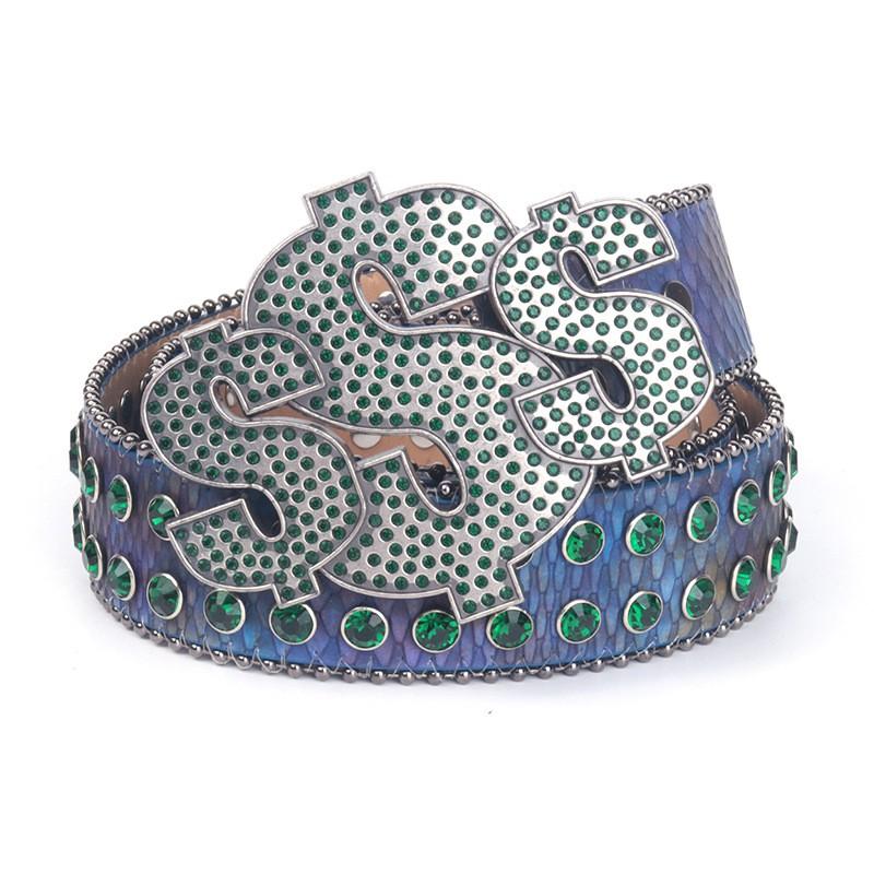American Fashion Rhinestone Belt S Plate Y2K Style Unisex Men Women