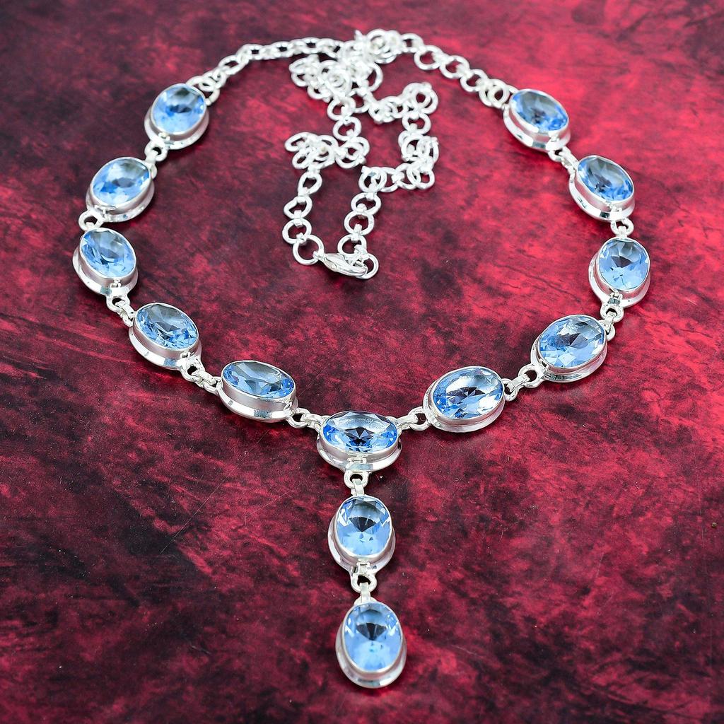 Tanzanite Handmade Gemstone Necklace, 925 Solid Sterling Silver Necklace Antique Jewelry, Adjustable Chain Necklace Engagement Gift