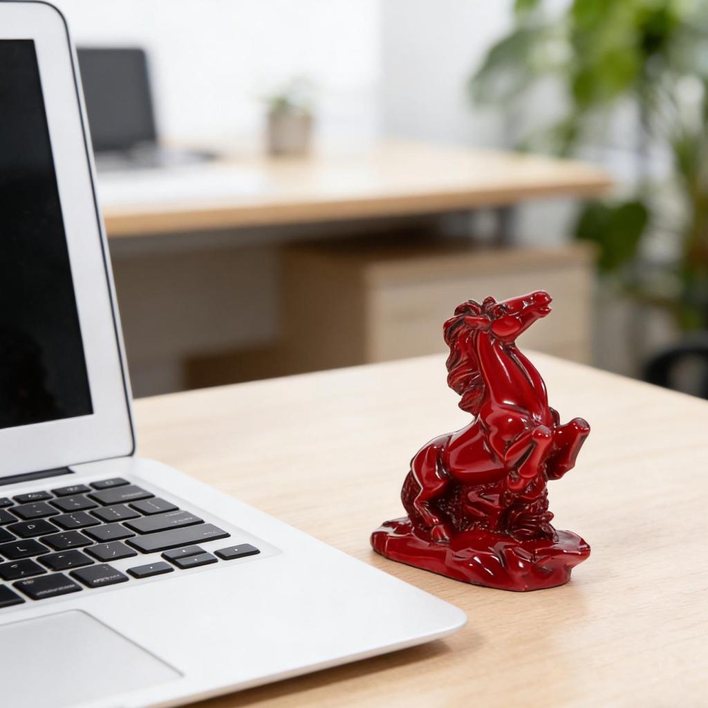 Horse Figurines Home Decor Red Resin Chinese New Year Cultural Ornament Horse Home Decor For Adults Men Women Family Friends
