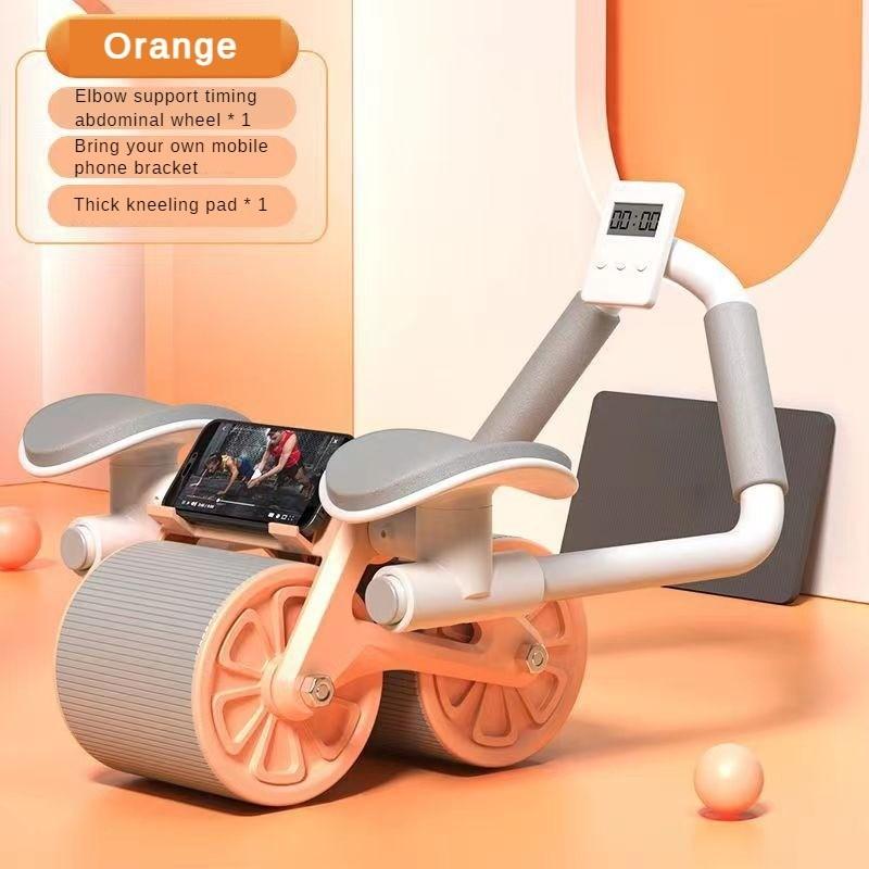 Double Wheel Elbow Support  Abdominal Wheel Automatic Rebound Silent Abdominal Muscle Trainer Anti Slip Wear-resistant Belly Wheel Grey/Blue/Orange