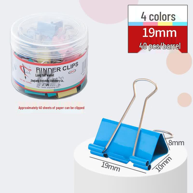 TLXT 19mm Colored Metal Binder Clips (40-Count)