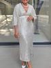 Women's 2025 Fashion Sequin Dress with Batwing Sleeves and Deep V-neck