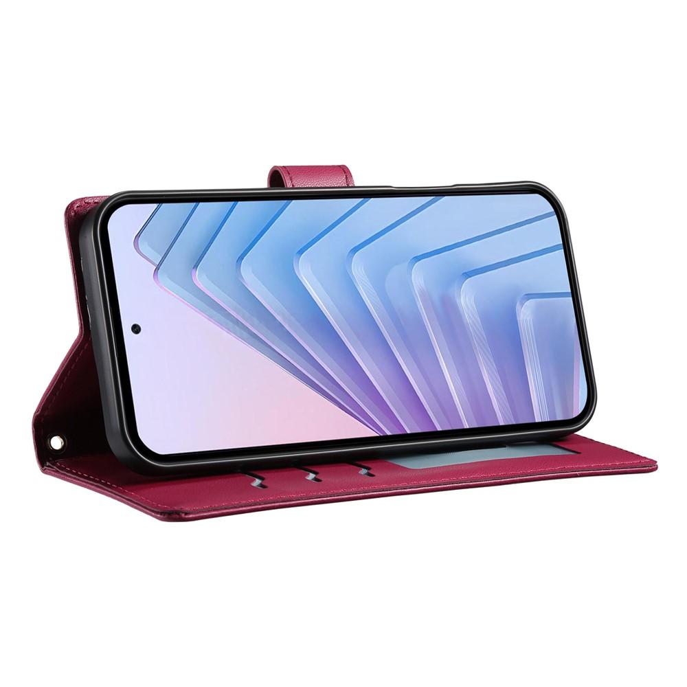 Wallet Case for 600 Lite 5G - Leather/PU, Red, With Lanyard