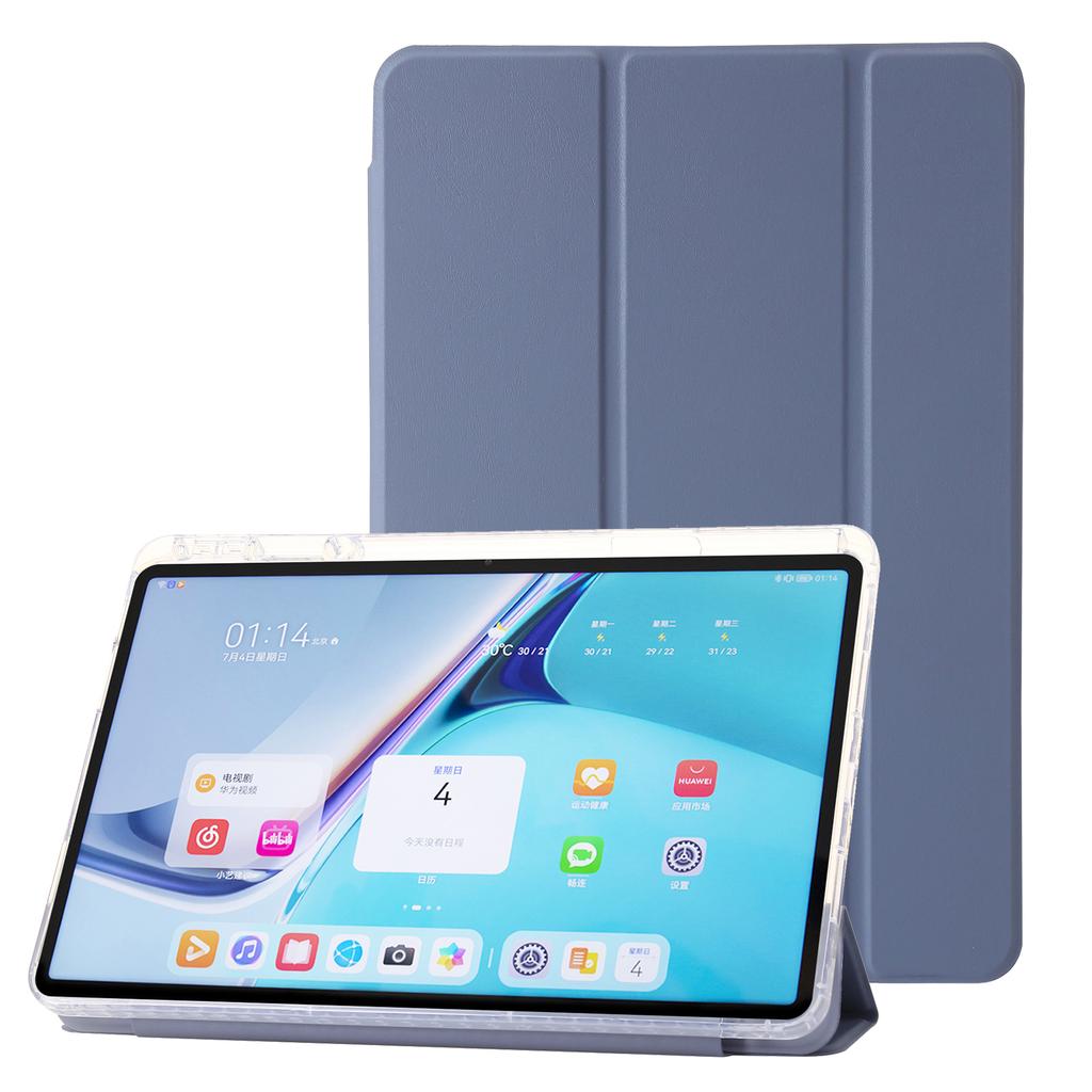 For Huawei MatePad SE 11 Case Tri-Fold Stand Leather+TPU+Acrylic Clear Back Tablet Cover