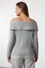 Women's Fashion Stylish Sweater Plum Soft Textured Carmen Collar Knitwear Sweater