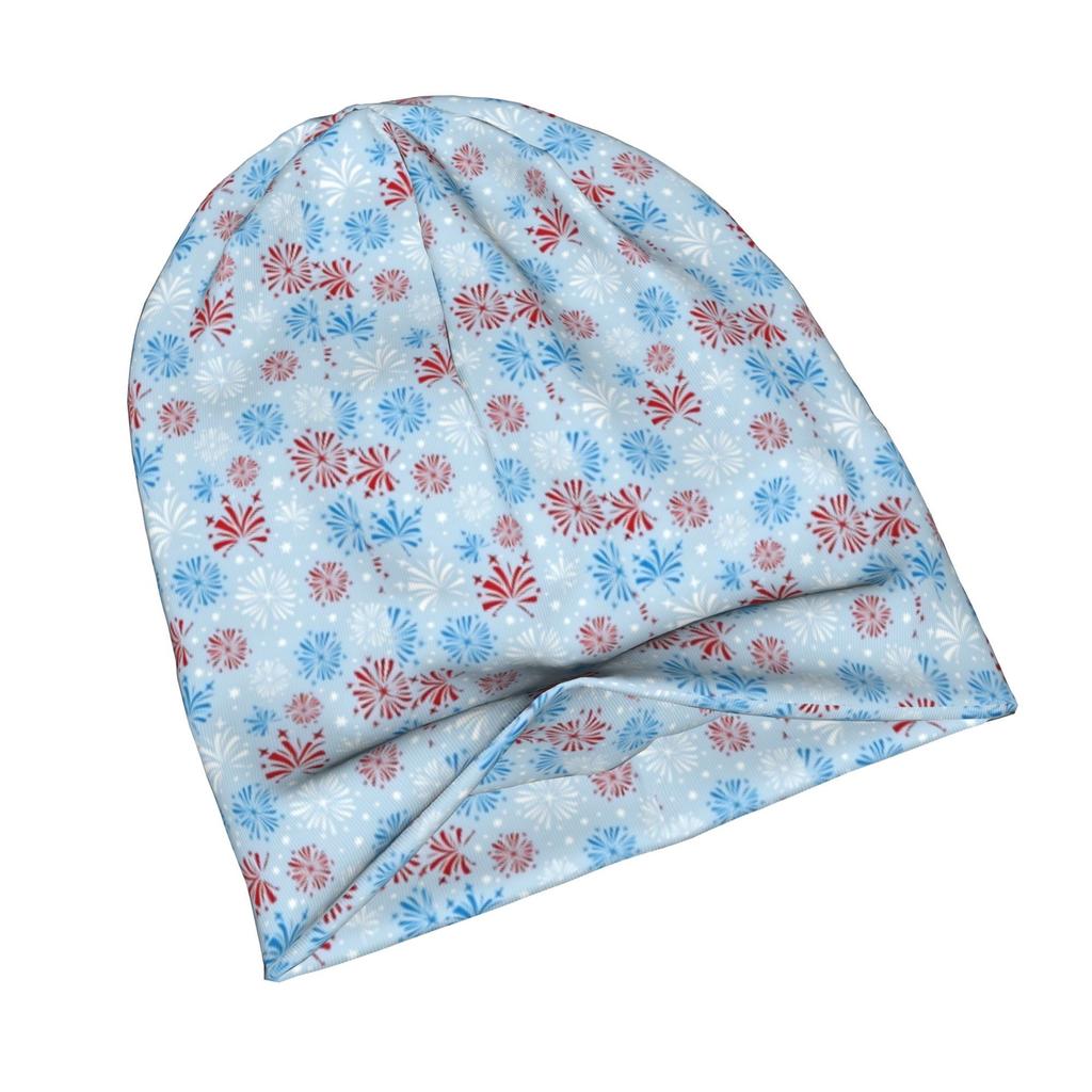 2D Flat Printing Patriotic Fourth of July Fireworks Urban Inspired Adult Beanie Fits Well with Layered Looks Morning Coffee Walks or Creative Spaces w