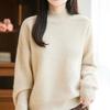 Women's Solid Color Pure Wool Raglan Knitwear - Soft, Warm Long Sleeve with Half-High Neck