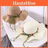 Fashionable Round Top Straw Hat With Flower Decoration For Women's Summer Style