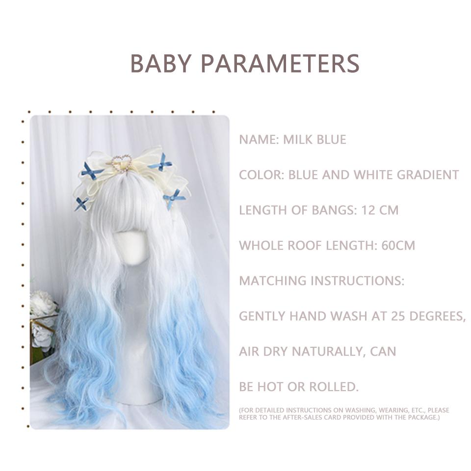 

Парик для косплея Синтетические длинные волнистые белые светло-голубые красочные парики Лолиты с челкой Хэллоуин Ежедневные парики Термостойкие