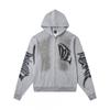 Mens Oversized Hooded Zip-Up Sweatshirt With Rhinestone Letter Print Cotton Streetwear
