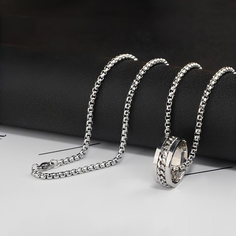 Brand All-Match Ring Necklace Dual-Use Men'S Pendant Simple Women'S Hip-Hop Personality Titanium Steel Accessories