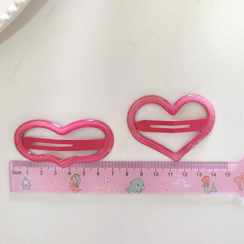 2pc Alloy Big Heart Colorful Cute Sweet Solid Color BB Hairpin HairClips for Women  Hair Accessories Ornament
