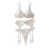 Embroidered  Three Point Style Erotic Lingerie Gathering Bra Piece Set Bras & Bra Sets