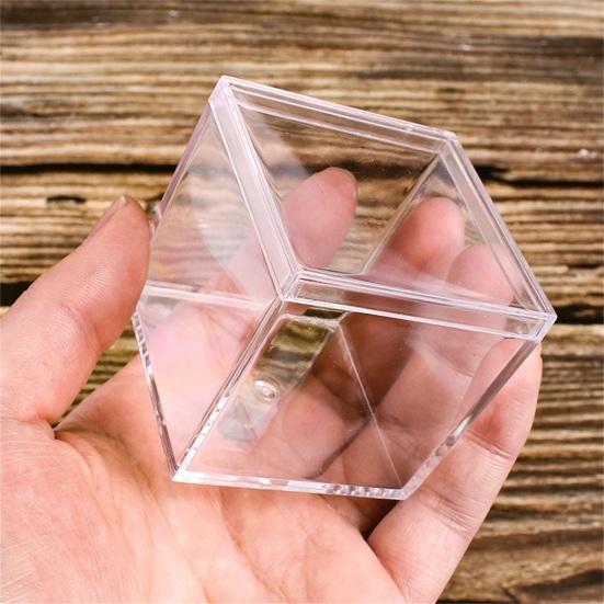 4Pcs Durable Candy Box Multiple Uses PS Transparent Cube Compact Portable Lid Case Organizer Container for Wedding