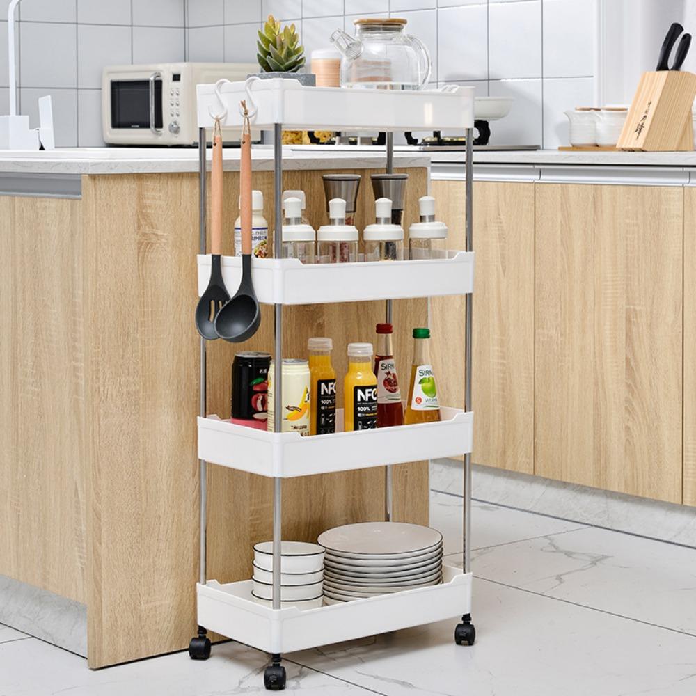Mobile Bookshelf Storage Rack Multi-layer Bathroom Shelves Household Snacks Storage Rack Storage Trolley Household Accessories