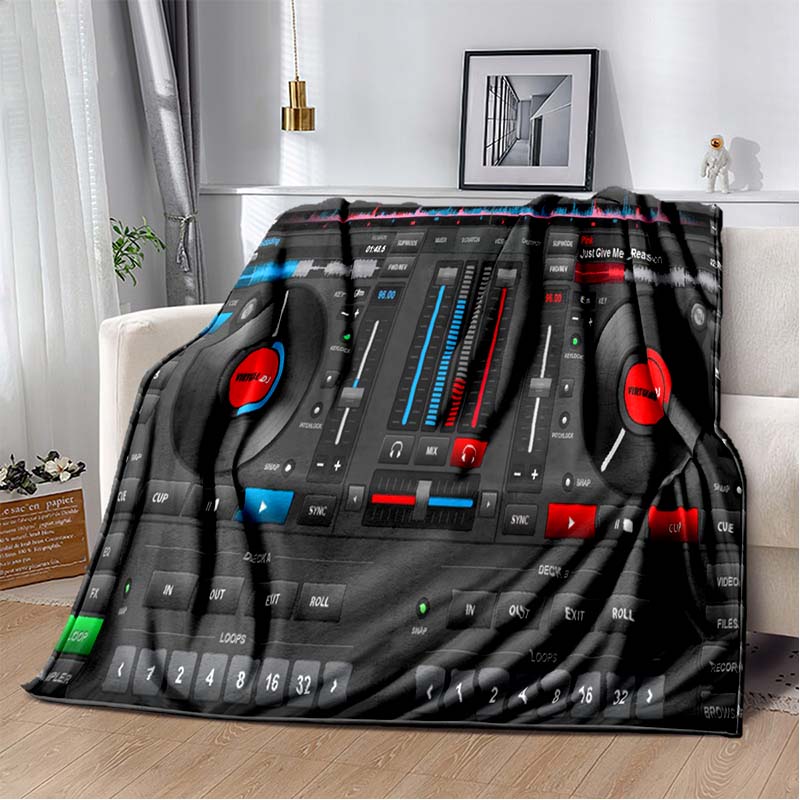 Dj Music Record Screen Console Theme Blanket Home Extra Large Warm Soft Sofa Bed Blanket Bed Cover Travel Picnic Sleep Blanket