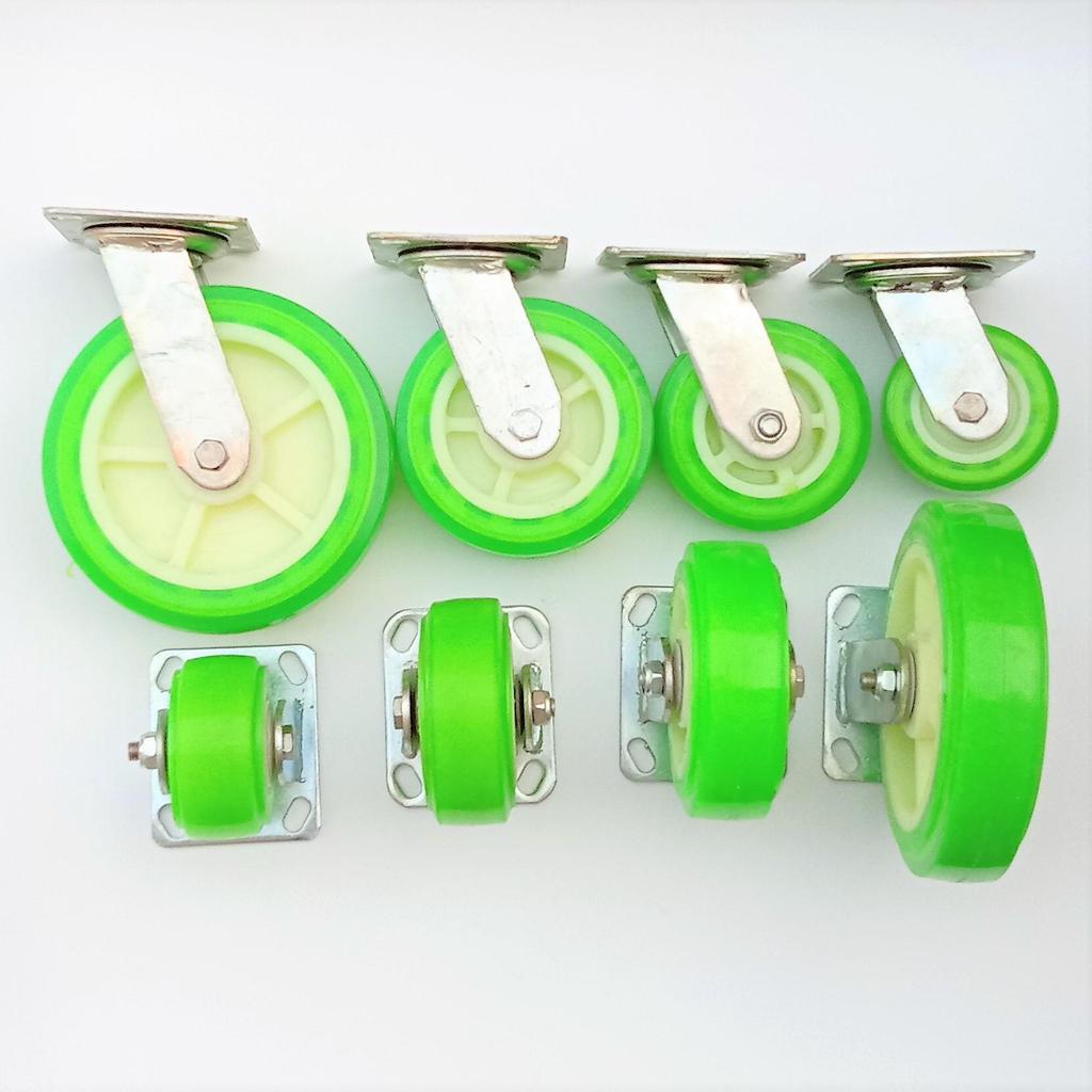 Heavy-Duty Silent Industrial Caster Wheel - Transparent Green Elastic Trolley/Cart Wheel