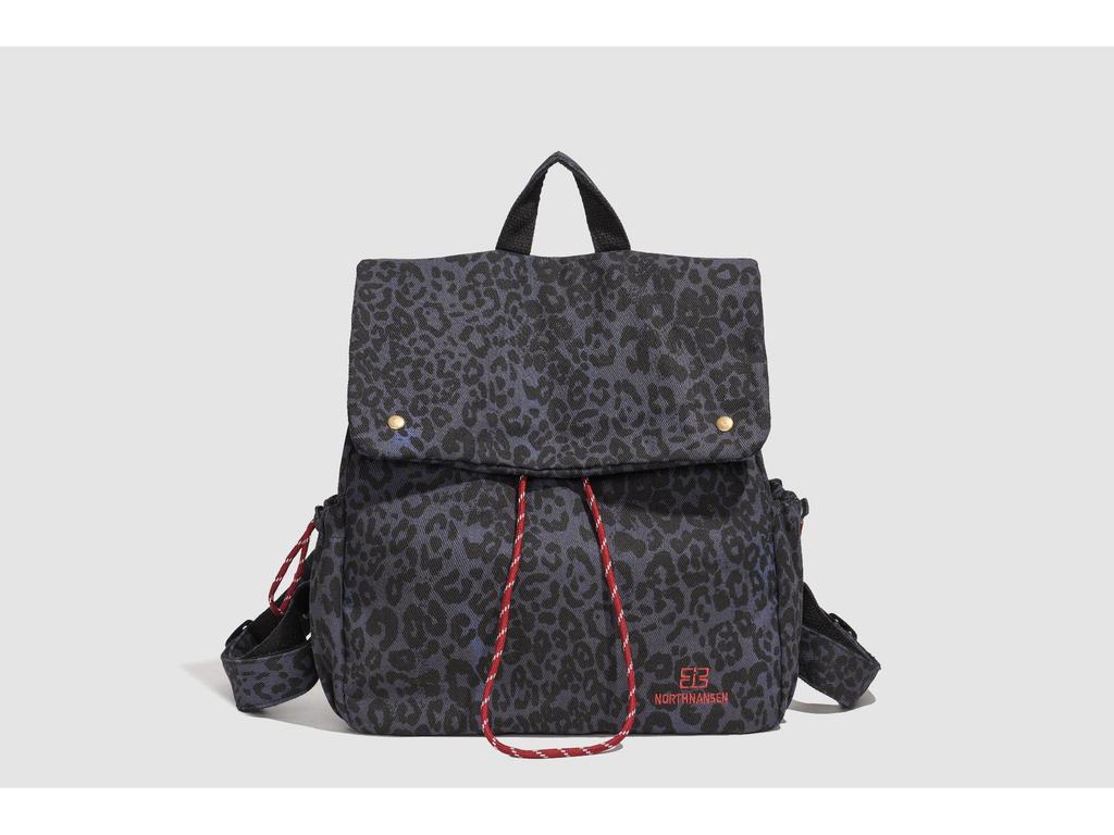 2025 Retro Leopard Print Damen Canvas Rucksack: Herbst/Winter College-Stil, lässige Tasche mit großem Fassungsvermögen