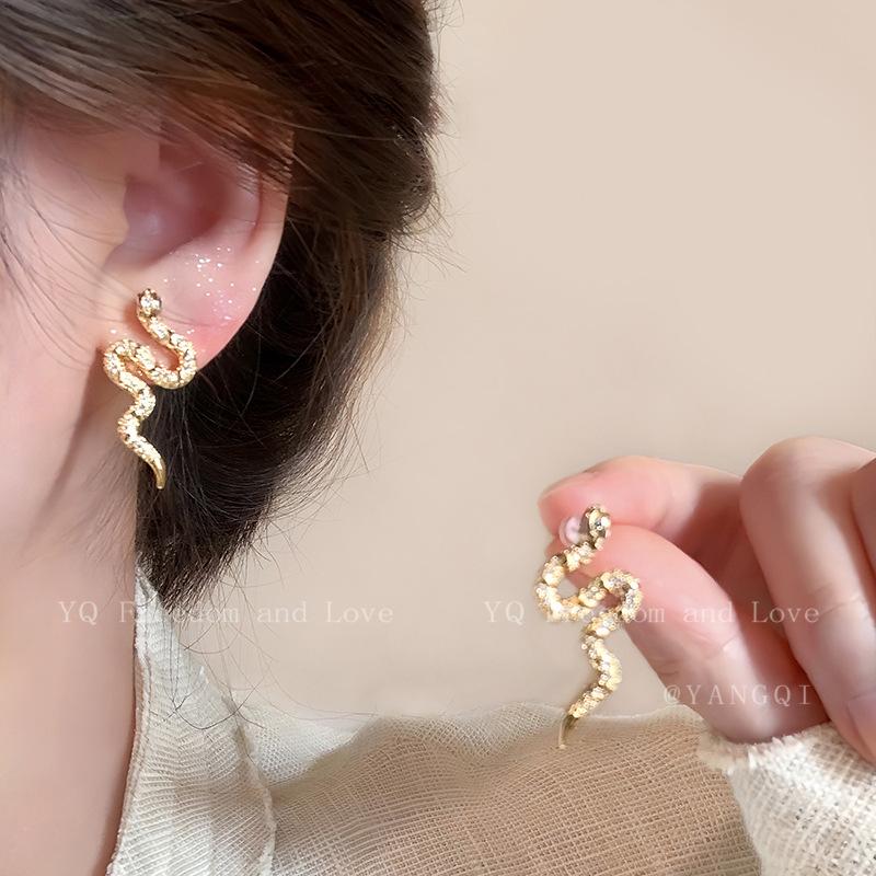 Hadí diamantové C pecky náušnice dámské univerzální náušnice módní náušnice s temperamentem