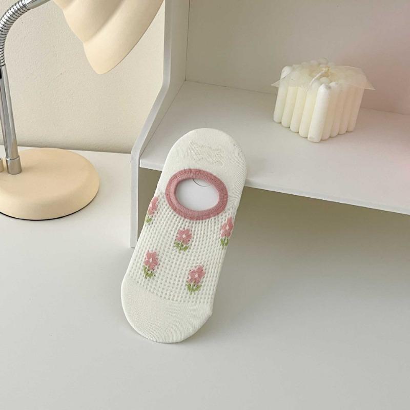 

Весенне-летние носки-след тюльпан, универсальные, невидимые, с силиконовой противоскользящей вставкой, с низким вырезом, короткие носки с растительным принтом для женщин 1 pair