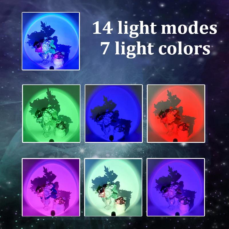 USB Sunset Projection Decoration Atmosphere Background Creative Rainbow Bedroom Switch Night Light Mini Lamp Home Wall For Bar
