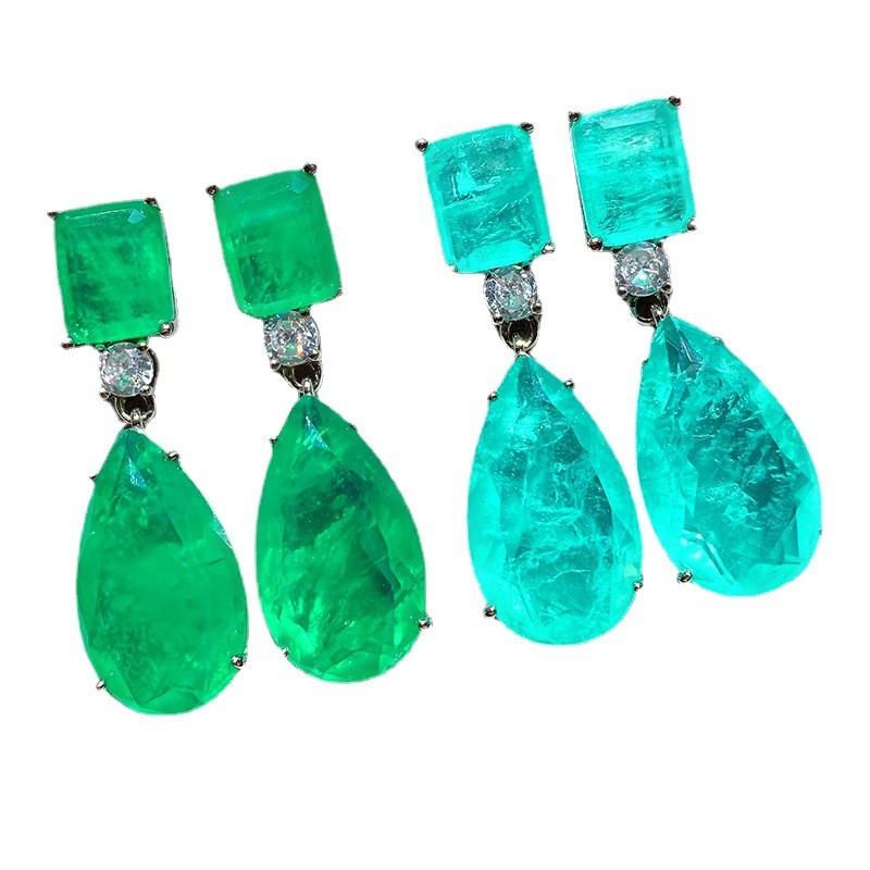 Geometric Copper Drop Earrings With Zirconia Embellishments For Elegant Women