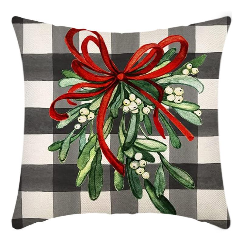 

Рождественская наволочка Персиковая кожа Лен Цифровая печать Подушка Подушка Санта Клаус Наволочка 45*45cm