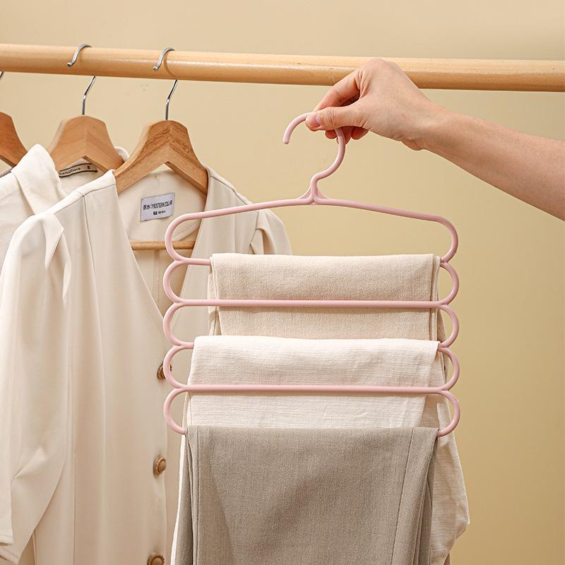 Non-slip 5-Layer Pants and Scarf Hanging Rack - Ideal for Dorms and Homes