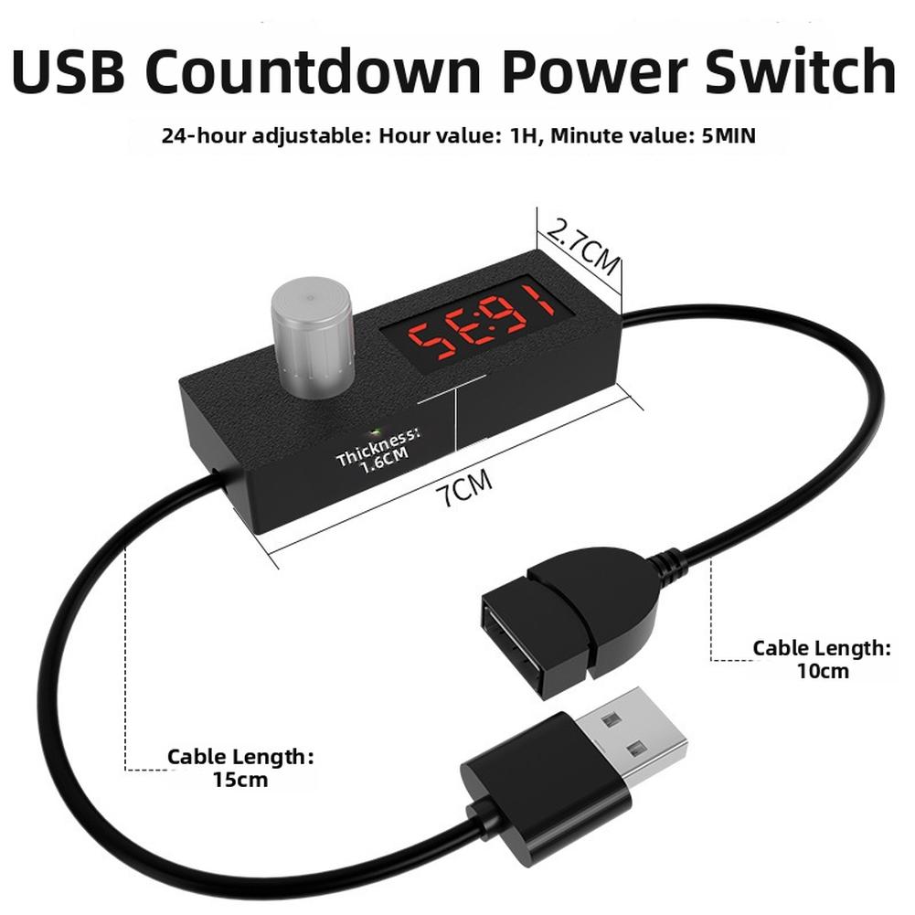 USB 5V Programmable Timer Switch With Hour/Minute Adjustment For Home And Aquarium Use With Power-Off Switch And Digital Display