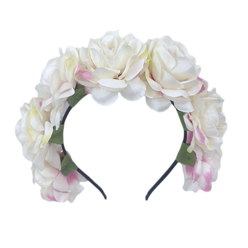 Photo Props Rose Flower Headpiece Bohemian Headwear Fashion Flower Crown  for Women Girls
