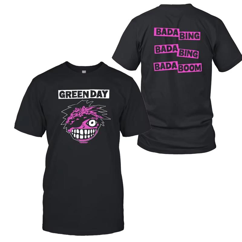 2026 Green Day Band Illustration Fun Music Album American Retro Punk Loose Unisexs and Womens Printed Tshirt Ins Y2k