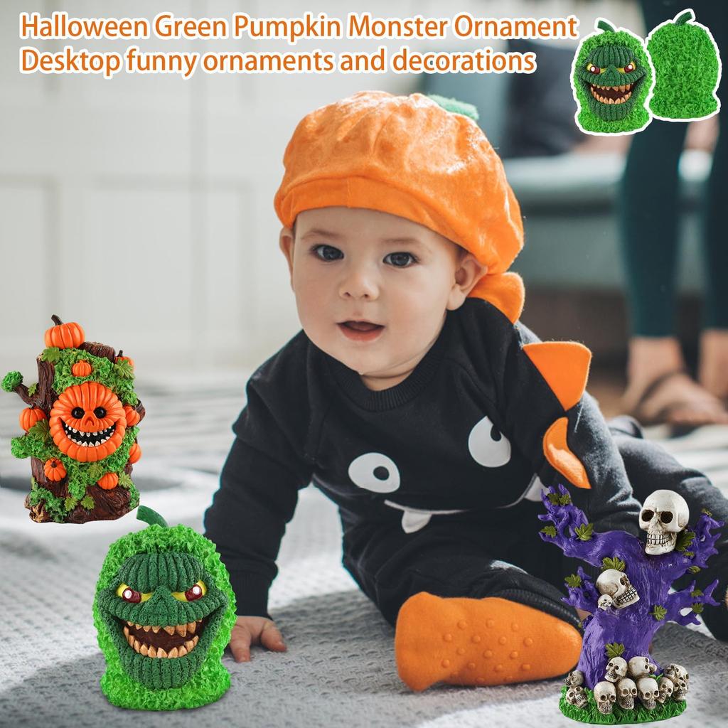 Halloween Pumpkin Head Tree Spirit Ornament Creative Desktop Resin Trendy Atmosphere Decoration Gift Ornament