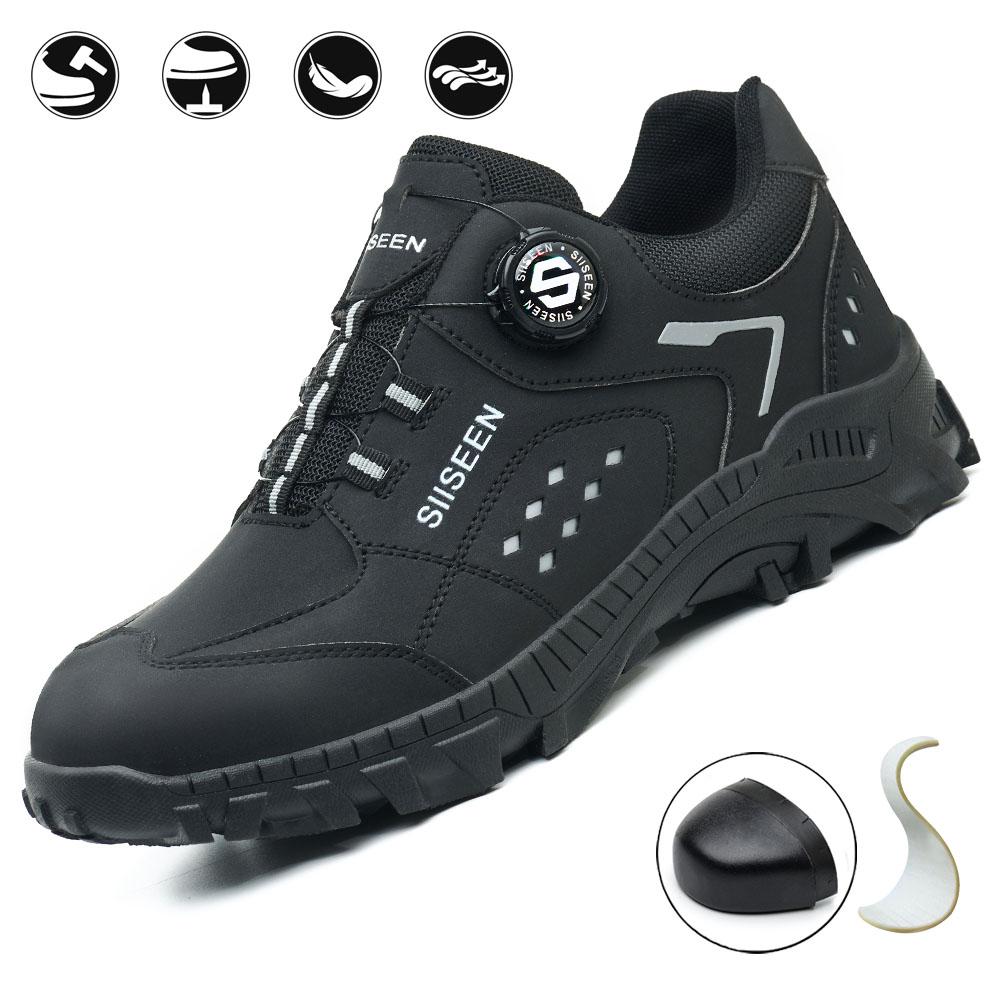 Men's Steel Head Safety Shoes Puncture And Smash Resistant Lightweight Sole Breathable Upper for Outdoor Workshop Work Shoes